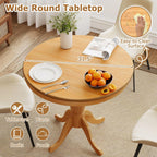 DORTALA 32" Round Dining Table, Classical Pedestal Table for 2-4 People, 32 Inch Wood Kitchen Table for Bar, Kitchen, Dining Room (Natural)