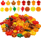 Whaline 220 Pcs Acrylic Fall Decorations, Mini Fall Leaves Pumpkin Marbles Pine Cones Autumn Table Scatter Vase Filler for Fall, Autumn and Thanksgiving Decor, Preschool Counting