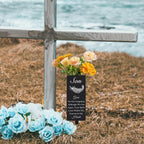 Son Cemetery Vases for Grave, Metal Cemetery Grave Flower Vase with Stake, Son Grave Cemetery Decorations, Metal Memorial Grave Markers, Graveside Decor Sign for Grave Outdoor Yard