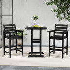 Tangkula Patio Adirondack Chairs Set of 2, HDPE Bar Height Chair with Wide Armrests & Footrest, Outdoor High-Top Slatted Bar Chairs with Backrest for Backyard, Lawn, Poolside (2, Black)