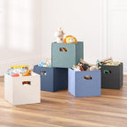 RiverRidge Kids 2pc Fabric Collapsible Storage Cube Organizers with Handles for Playroom Organization - Slate Blue
