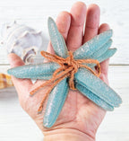 Puzzled Nautical Turquoise Starfish Set - Decorative Beach Style Tabletop Centerpiece, Realistic Resin Sea Coral Reef Starfishes for Ocean Themed Home Accent Decor - 3 Pieces