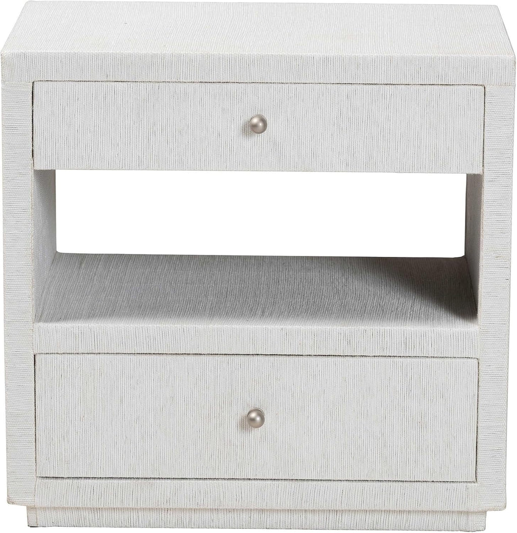 Bali & pari Kai Grasscloth End Table - 2-Drawer Accent Table or Nightstand with Open Shelf, Handwoven Decor for Bedroom or Living Room