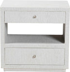 Bali & pari Kai Grasscloth End Table - 2-Drawer Accent Table or Nightstand with Open Shelf, Handwoven Decor for Bedroom or Living Room