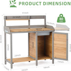 Outdoor Wooden Potting Bench Table with Sink, Garden Table Work Bench with Storage, Workstation for Outside Patio Lawn