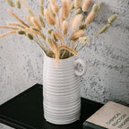 Kimdio White Ceramic Vase with Handle, Modern Farmhouse Pitcher Vases for Home Decor, Rustic Texture Pottery Vase, Decorative Flower Vase, Clay Vase, Centerpieces for for Living Room