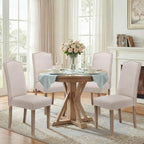 Upholstered Dining Chair Modern Stylish Parsons Kitchen Diner High Back with Silver Nailhead Trim & Wood Legs, Set of 2