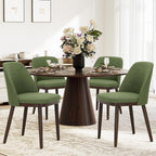 COLAMY Upholstered Dining Chairs Set of 4, Modern Kitchen Chairs with Back, Fabric Side Dining Room Chairs with Wood Legs for Farmhouce Restaurant, Green