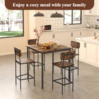 Kitchen Table and Chairs of 4, 5 Piece Dining Table Set, Sturdy Industrial Space Saving Dinette Set for Pub, Family Dinners, Apartment, Rustic Brown