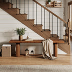 62.99-Inch Solid Wood Entryway Bench, Farmhouse Indoor Wooden End of Bed Bench for Entryway, Hallway, Bedroom, Dining Room, Living Room, Easy Assembly, Rustic Brown