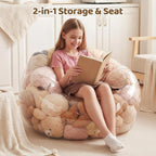 Stuffed Animal Bean Bag Storage, 37.01 x 38.19 Inch Transparent Plush Storage Chair, Heavy-Duty 0.35mm PVC Waterproof Organizer with 330lbs Capacity for Home Indoor Use