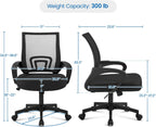 Yaheetech Home Office Modern Desk and Chair Set Computer Desk w/Drawer & Shelves with Ergonomic Mesh Height Adjustable Office Chair