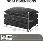 35'' Cloud Chenille Ottoman for Bedroom, Living Room and Entryway (Grey) | Bedroom