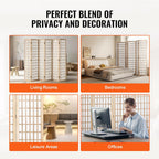 VEVOR Room Divider, 6 Panel Japanese Room Divider, Wood Folding Privacy Screen Indoor, Partition Dividers Portable Decoration Screens, for Room Separation Home Office Restaurant & Bedroom(Natural)