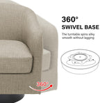 Swivel Barrel Accent Chair, Comfy Reading Armchair, Light Brown, Set of 2 | Club Chairs for Adults, Low-Back Design, Modern Round Style, Solid Wood Frame & Metal Swivel Base, For Living Room & Bedroom
