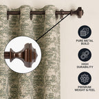 Deco Window Curtain Rods for Windows 44 – 120 Inch, 3/4 Inch Heavy Duty Extendable Metal Drapery Rod, Adjustable Curtain Rod with Decorative Hexagon Finials for Living Room Bedroom, Brown Oil Rubbed