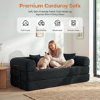 79'' Convertible Sofa Bed, 5-in-1 Folding Boneless Couch, Pull Out Floor Sleeper, Modular Lounge Sofa for Living Room Bedroom, Multi-Function Foldable Sofa (Black)