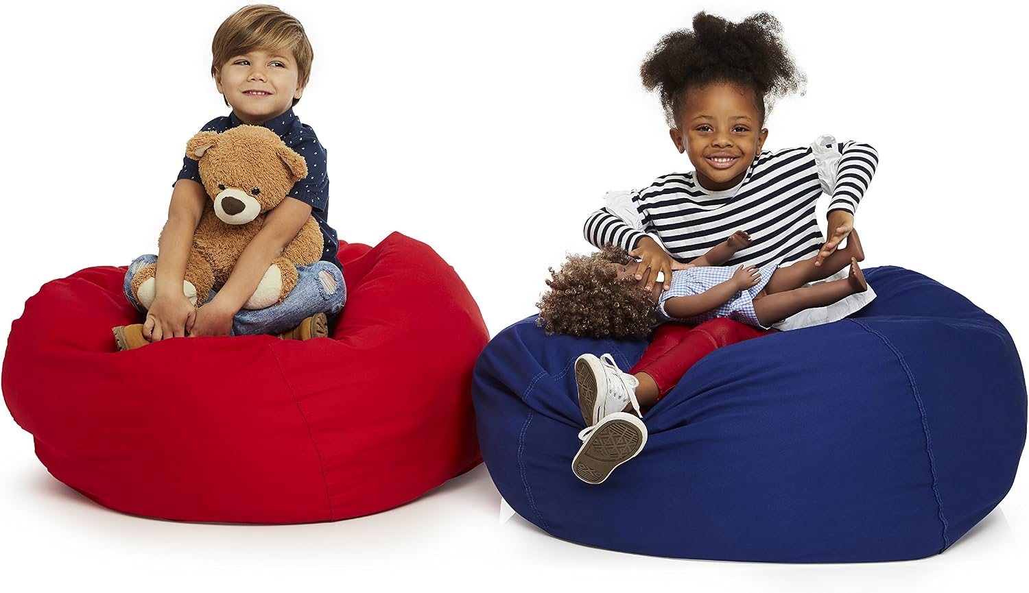 Bean Bag Chair Cover | Stuffed Animal Storage | 38" Width Extra Large | 100% Cotton Canvas | Double Stitched | Durable Zipper | Fill With Anything Soft | Beans not included