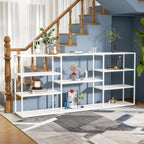 71 Inch Metal Console Table with 8 Storage Shelves,Extra Long Entryway Table,Narrow Sofa Table,Hallway Table for Entrances to Corridor, Foyer,Living Room (White, 70.87×11.81×31.5in)