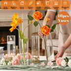 16Pcs Glass Cylinder Bud Vases for Centerpieces,7.7 In Tall Clear Flower Vases in Bulk,Glass Small Vases Floating Candle Holder for Party,Home Decor,Wedding Decoration,Birthday,Anniversary,Baby Shower