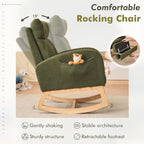 FOXHUNTER Rocking Chair for Nursery with High Backrest & Foot Rest-Nursery Rocking Chairs with Side Storage Pocket for Breastfeeding,Modern Glider Chair for Baby Bedroom,Living Room,Teddy, Green