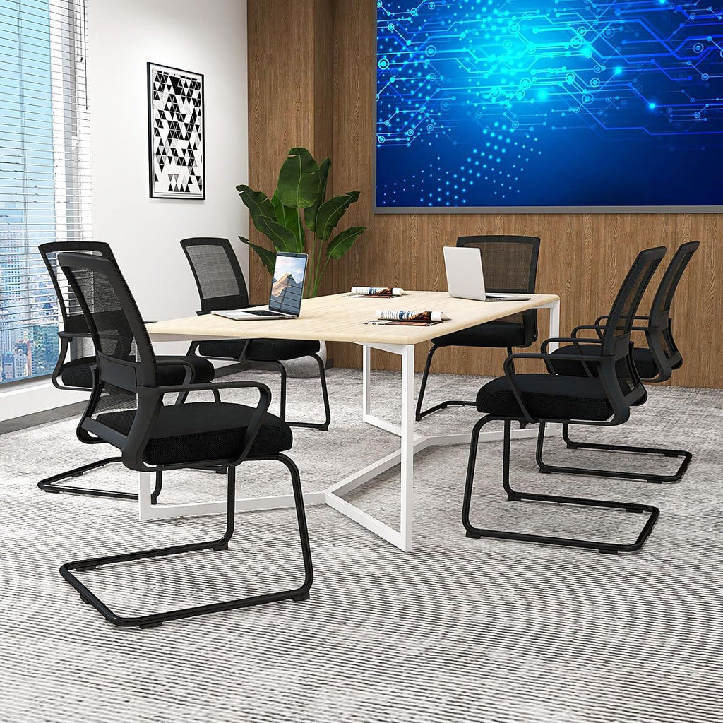 Giantex Office Guest Chair Set of 2, Guest Conference Chair w/Lumbar Support Ergonomic Backrest, Metal Frame Sled Base Mesh Executive Chair, Desk Chair for Reception Conference Room, Waiting Room
