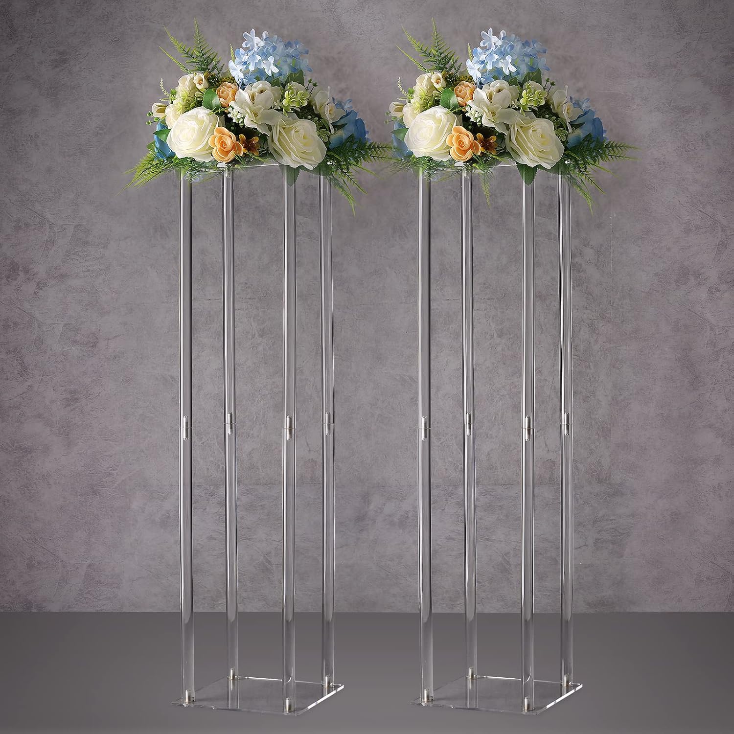YALLOVE 2-Pack 31.5-Inch Clear Acrylic Flower Stands | Pedestal Centerpieces for Wedding and Party Decor
