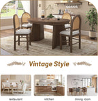 Harper & Bright Designs 5-Piece Extendable Round Dining Table Set for 4, Modern Kitchen Table Set with 4 Upholstered Chairs, Kitchen Table and Chairs Set for Kitchen Dining Room Home, Walnut+Beige