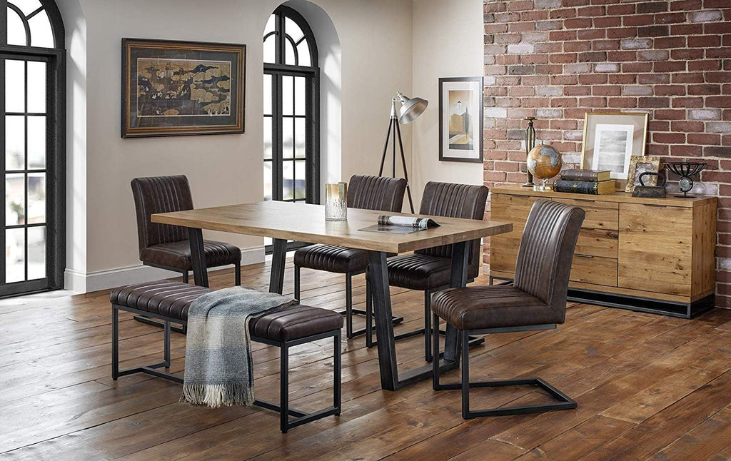 Julian Bowen Brooklyn Upholstered Bench, Brown, Height: 47, Width: 121, Depth: 41cm