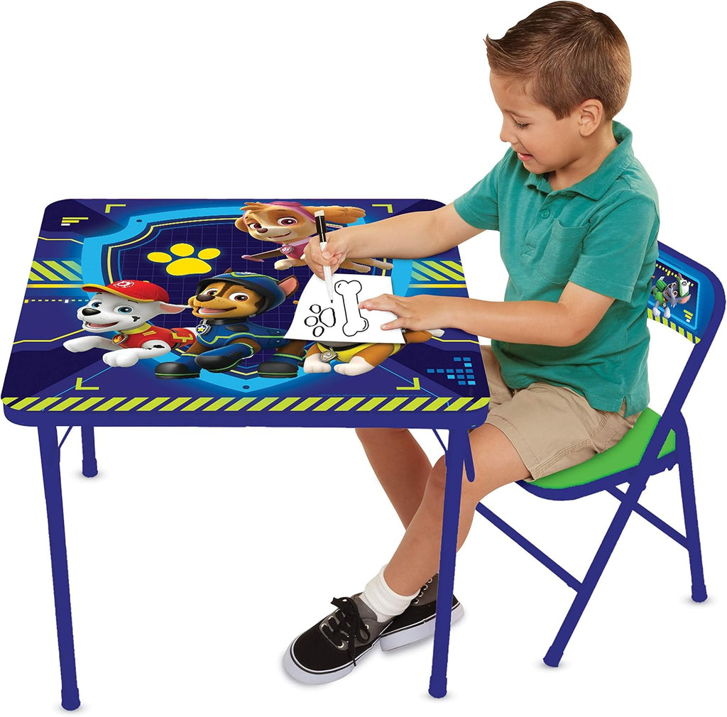 Paw Patrol Table & Chair Set for Toddlers 24-48M, Includes 1 Table & 1 Chair - Sturdy Metal Construction, Table: 20" L x 20" W x 16.4" H, Chair: 12" L x 11.6" W x 17.7" H - Weight Limit: 70 lbs