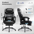 500lbs 3D Kneading Massage Office Chair with FootRest, Big and Tall Ergonomic Reclining Computer Gaming Chair, Padded Linkage Armrests, Heavy Duty Metal Base Executive Office Chair