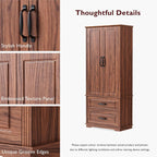 Pantry Cabinet with 2 Large Drawers, Embossed Texture Freestanding Cupboard with 8 Door Shelves and 3 Cabinet Shelves for Kitchen, Dining Room, Living Room