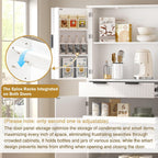 White Kitchen Pantry Cabinet,Freestanding Pantry Cabinet,Fluted Cabinets Tall,Farmhouse Dining Room Hutch,Kitchen Cupboard with 3 Keyboard Drawers & 6 Door Shelves Adjustable