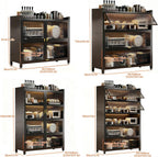 Storage Cabinet, Farmhouse Pantry Storage Cabinet with Sliding Barn Doors, Coffee Bar Workstation, Cupboard for Dining Room Living Room Furniture(Black,60 * 81cm/23.6 * 31.8in)