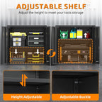 Garage Wall Cabinet, Metal Wall Cabinet with 2 Doors | 26'' Black Wall Mounted Floating Tool Cabinets for Home Office, Warehouse, Kitchen, Bathroom, Utility Room