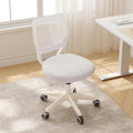 JPBSTO Armless Desk Chair, Height Adjustable Swivel Office Rolling Task Chairs with Soft Mesh Padded Cushion, Ergonomic Small Study Computer Chair for Girls Boys Teens (White, 1PC)