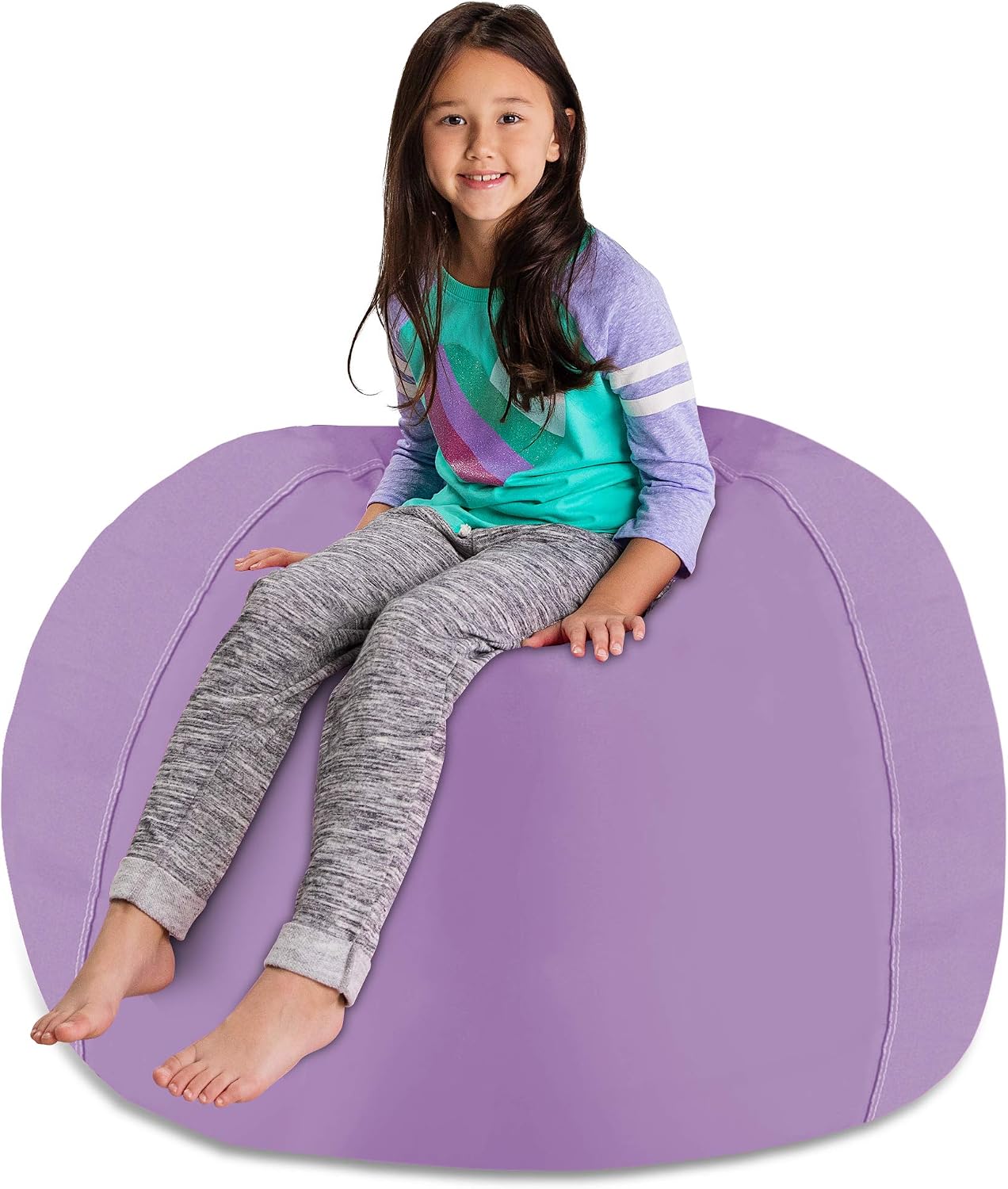 Posh Stuffable Kids Stuffed Animal Storage Bean Bag Chair Cover - Childrens Toy Organizer, X-Large 48" - Heather Lavender