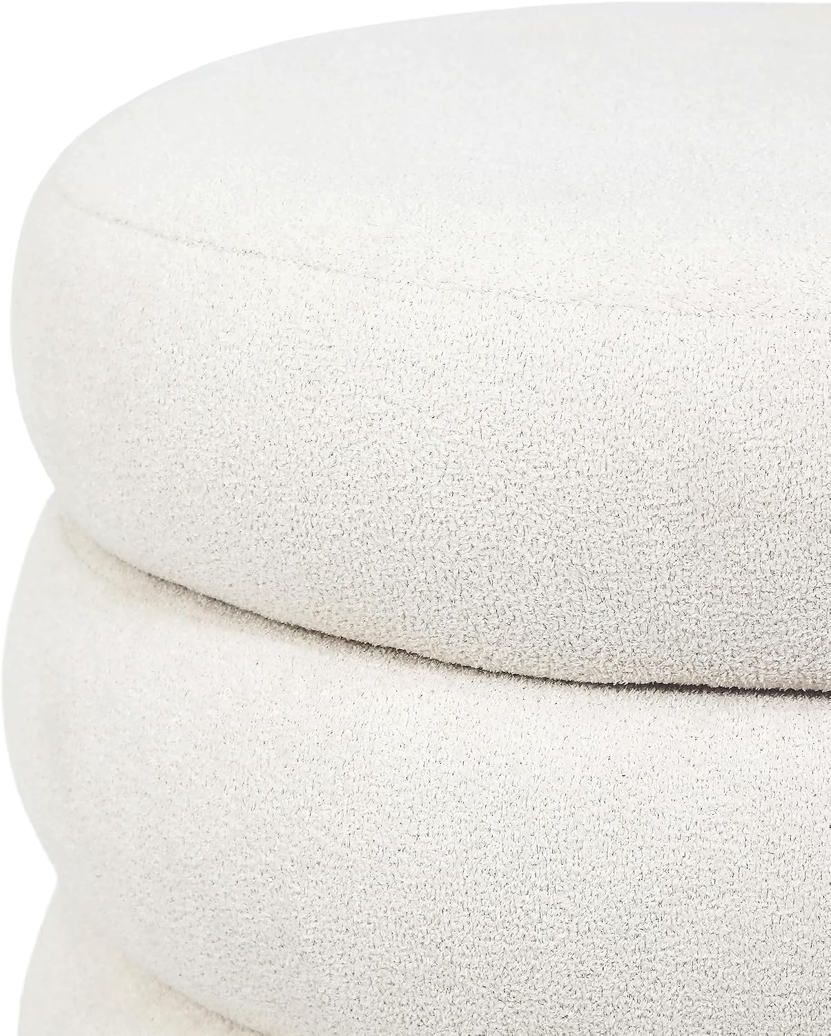 Asense Round Storage Ottoman,Footstool with Removable Lid, Vanity Stool, Modern Upholstered Footrest for Bedroom Living Room Entryway