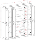 Palace Imports Solid Wood Pantry Storage - 71.5" Tall x 65" W - Utility Cabinet w/ 8 Shaker Doors, 2 Drawers, 12 Adjustable Shelves - Kitchen Cupboard - Black, 100% Eco-Friendly Wood, Made in Brazil