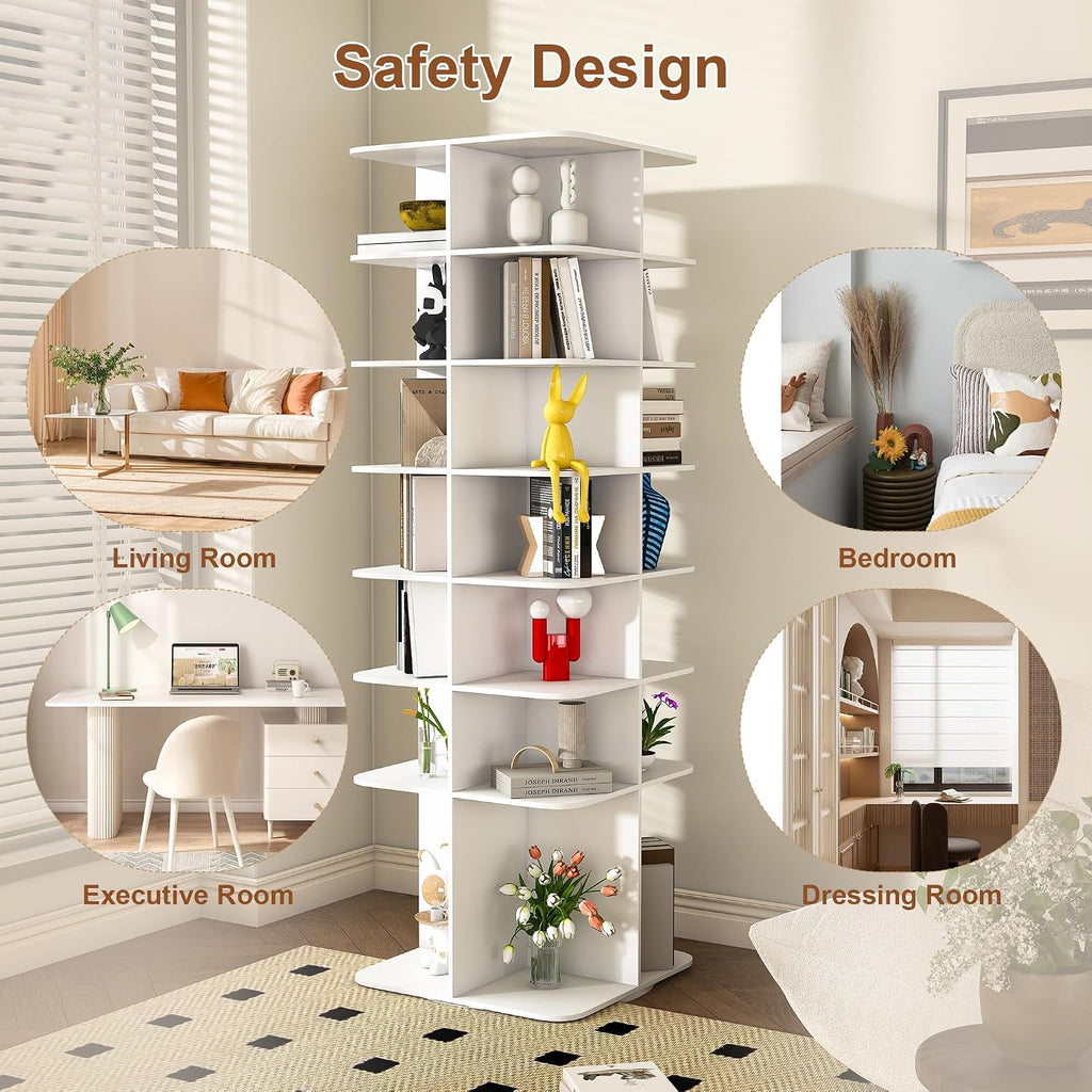 Rotating Shoe Rack Tower, Spinning Shoe Rack, Free Standing 360° Revolving Shoe Organizer, High Bottom Design Shoe Tower Spinning Storage Lazy Susany (7-Tier)