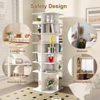 Rotating Shoe Rack Tower, Spinning Shoe Rack, Free Standing 360° Revolving Shoe Organizer, High Bottom Design Shoe Tower Spinning Storage Lazy Susany (7-Tier)