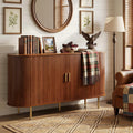 Sideboard Buffet Cabinet with Storage, 55 Inch Mid Century Modern Fluted Credenza with Sliding Door & Adjustable Shelf, Coffee Bar Cabinet for Kitchen, Living Room, Entryway