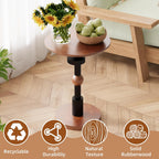 Round End Table, 100% Solid Wood Mid Century Modern Pedestal Side Table, Small Accent Table for Living Room,Bedroom,Balcony, Walnut Finish