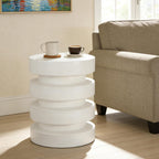 Merax MGO Round Side Table for Indoor Outdoor, Modern Sofa End Table, Small Coffee Tables for Living Room, Bedroom, Night Stand Bedside Table, No Assembly Required, White