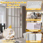 Tall White Sliding Accordion Doors with Handles & Acrylic Glass, Double Magnetic Folding Door, Customizable Size, Folding Double Doors for Closet Bathroom RV Doorway, Easy to Install, 30" Wx60 H