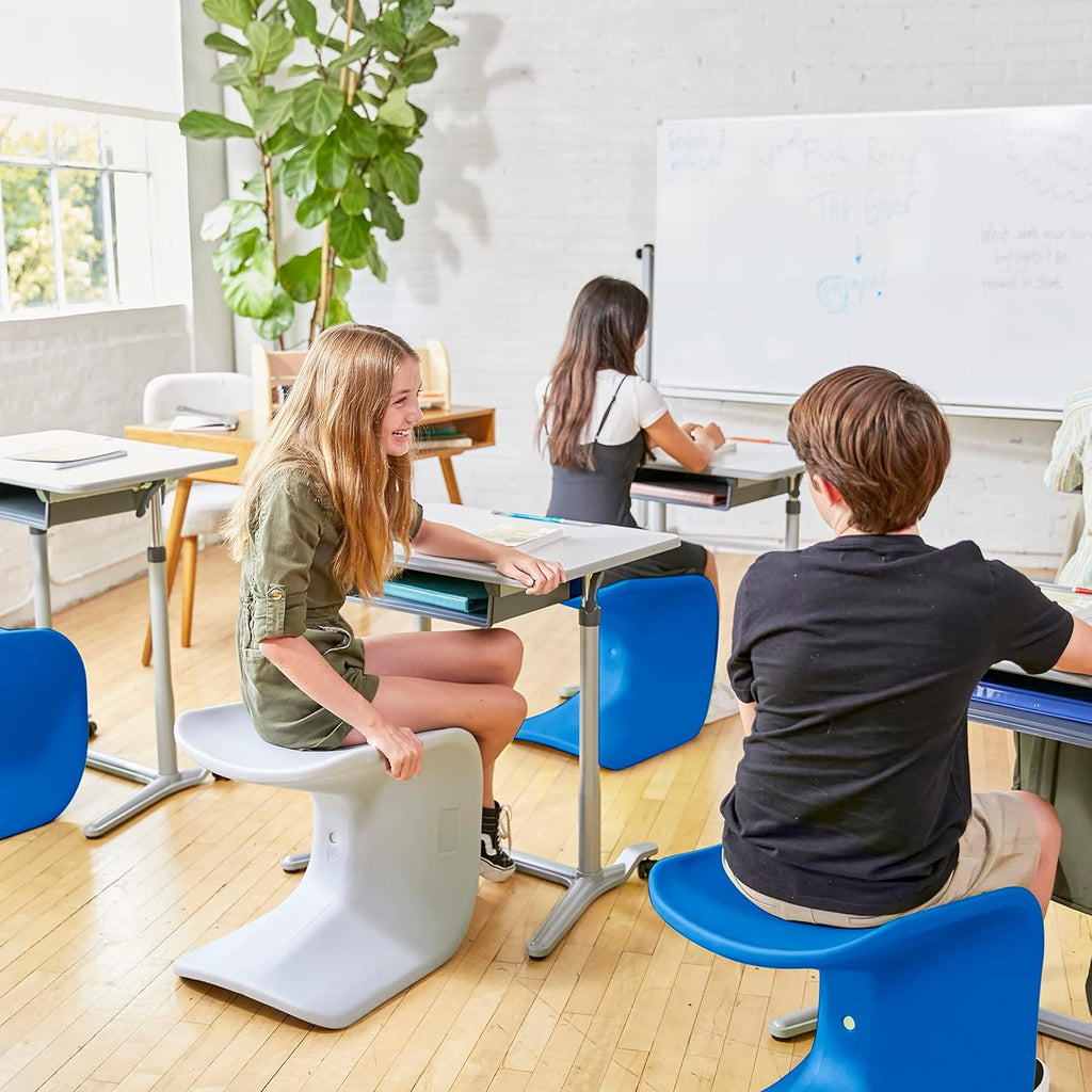ECR4Kids Wave Seat Perch Stool, 18in - 19.6in Seat Height, Flexible Seating, Blue, 2-Pack