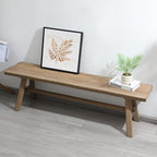 Wnutrees 55" Farmhouse Wood Bench, Rustic Solid Wood Dining Room & Entryway Bench Seat for Indoors, Easy Assembly, Natural