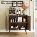 Sideboard Buffet Cabinet with Storage, Elegant Wood Accent Cabinet with Line Groove Design, Freestanding Storage Cabinet with Adjustable Shelves for Living Room, Kitchen, Entryway, Walnut
