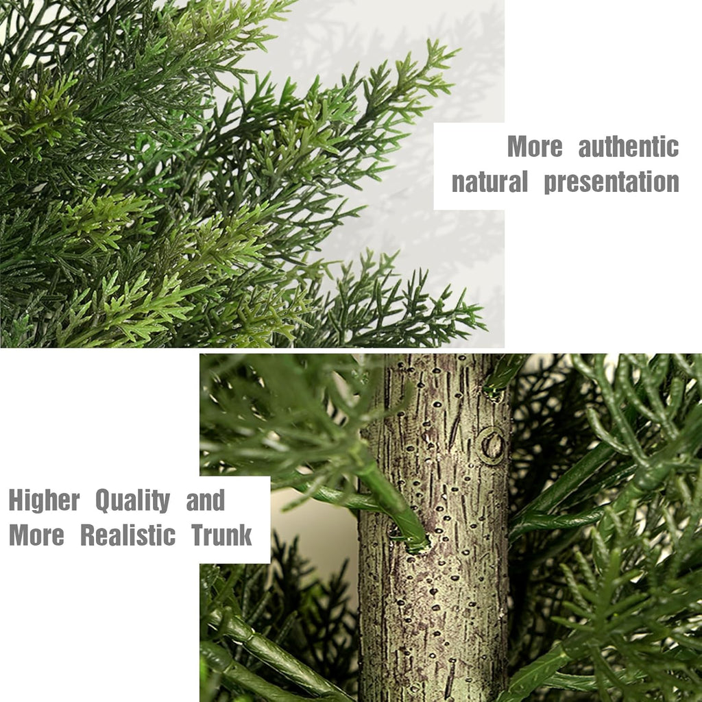 Vitalismo Outdoor Artificial Cedar Topiary Tree, Faux Evergreen Shrubs for Front Porch Decor, Lifelike Fake Bushes Plants for Home Living Room Front Door Decor (2, 3ft)