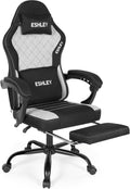 Gaming Chair, Ergonomic Computer Chair with Footrest and Lumbar Support, Height Adjustable Office Chair with 360° Swivel Seat and Headrest